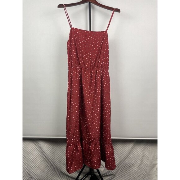 Lovers + Friends Rust Red Basil Mini Star Novelty Print Ruffle Hem Dress Size M - Picture 2 of 8